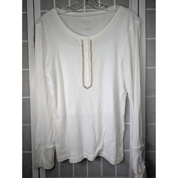 Talbots Tops - Talbots Womens Long Sleeve Petite Large (LP) NWT 100% Cotton Beaded Breathable